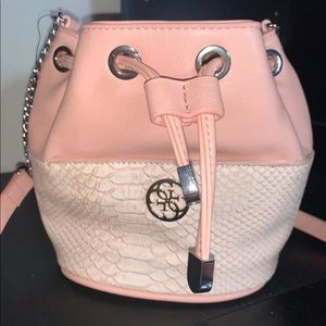 Guess pink EXOTIC MINI BUCKET BAG